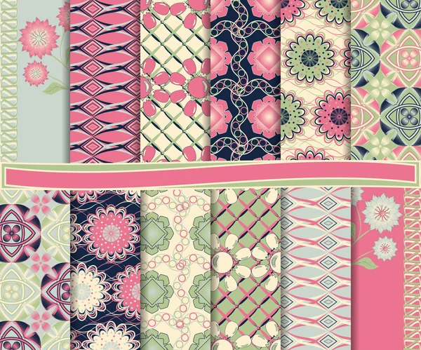 Conjunto vetorial floral abstrato de papel para scrapbook —  Vetores de Stock