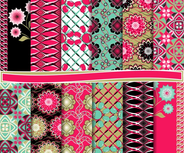 Abstract floral vector set van papier voor scrapbook — Stockvector