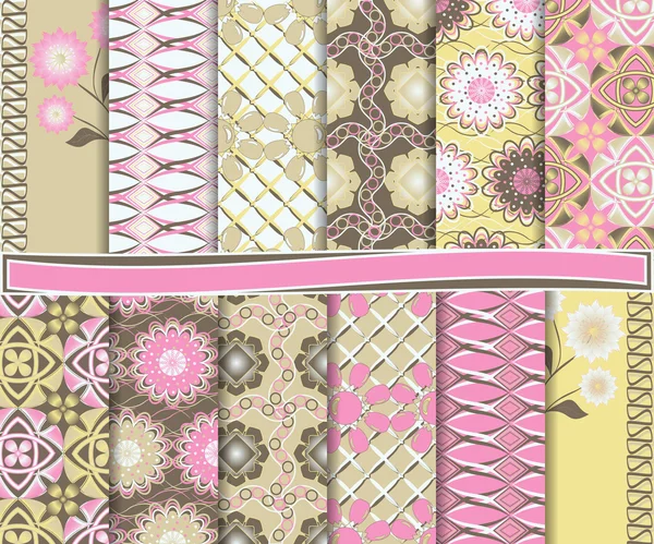 Conjunto vetorial floral abstrato de papel para scrapbook —  Vetores de Stock