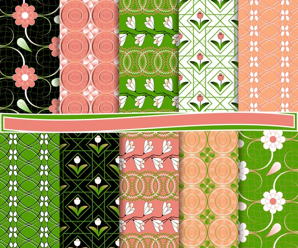 Abstract floral vector set van papier voor scrapbook — Stockvector