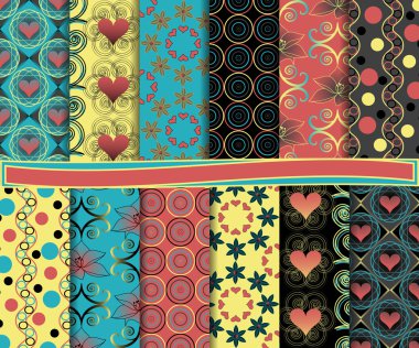 scrapbook Sevgililer günü için kağıt kümesini tasarlamak vektör