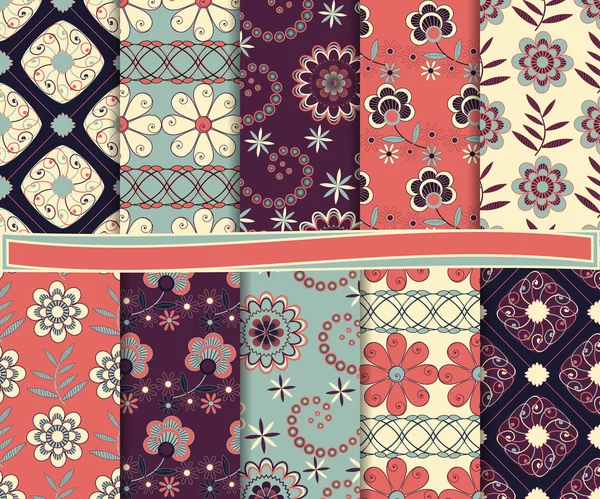 Vector floral abstracto conjunto de papel para scrapbook — Vector de stock