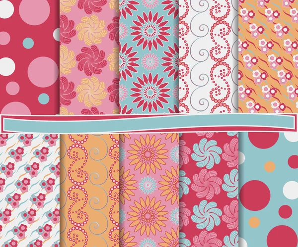 Vector floral abstracto conjunto de papel para scrapbook — Vector de stock