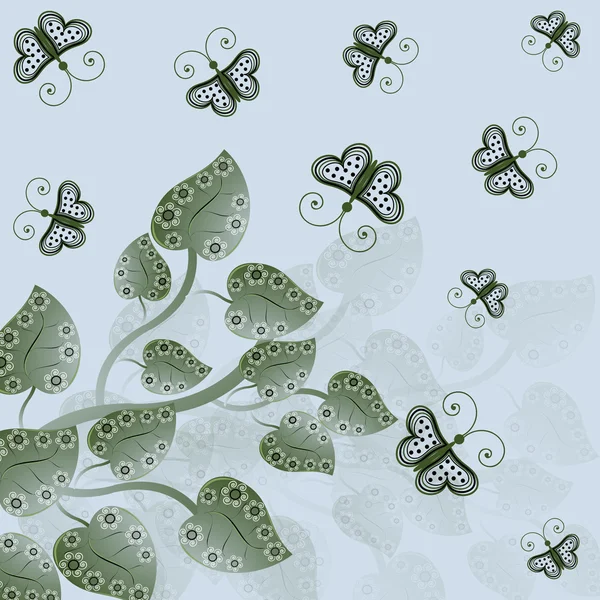 Vector abstracto ilustración con mariposas — Vector de stock
