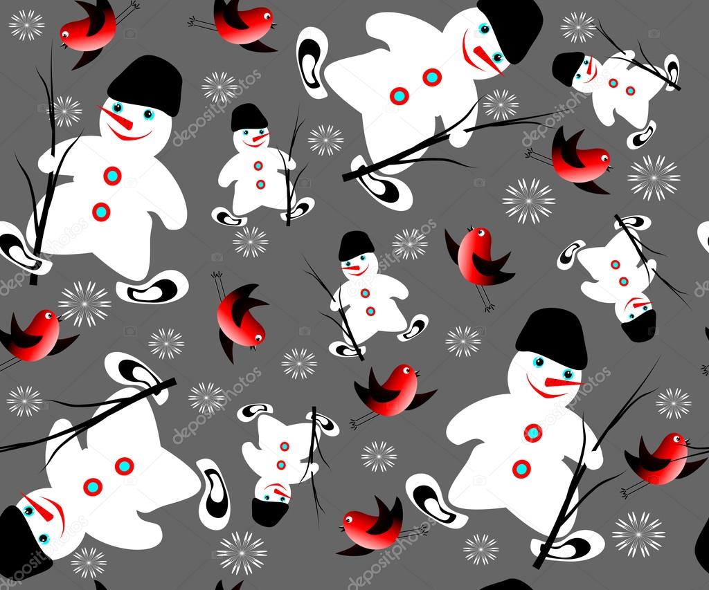 Christmas vector seamless with snowman