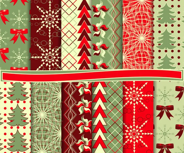 Abstract vector set van Kerstmis papier voor scrapbook — Stockvector