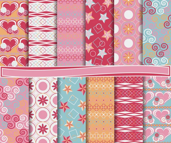 Abstract vector set van scrapbook papier met Aftelkalender voor Valentijnsdag — Stockvector