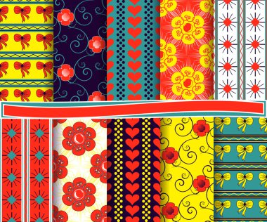 Sevgililer günü ile scrapbook kağıt kümesini tasarlamak vektör