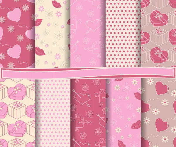 Abstract vector set of scrapbook paper Valentine 's Day — стоковый вектор