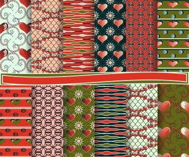 scrapbook Sevgililer günü için kağıt kümesini tasarlamak vektör