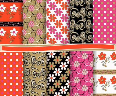 soyut çiçek vektör scrapbook kağıt ayarla