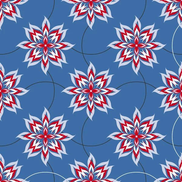 Motif vectoriel sans couture avec des fleurs abstraites — Image vectorielle