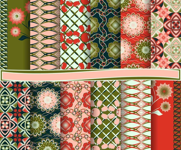 Conjunto de vector abstracto de papel floral para scrapbook — Vector de stock