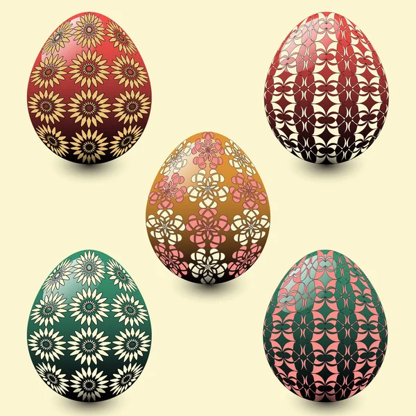 Illustration vectorielle ensemble d'oeufs de Pâques — Image vectorielle