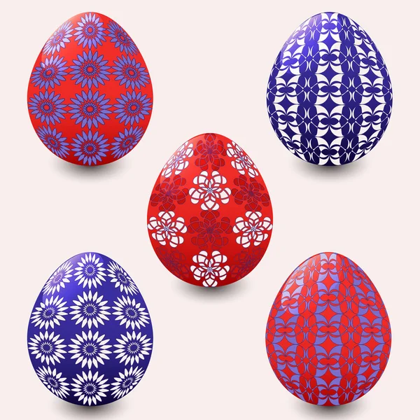 Conjunto de ilustração vetorial de ovos de páscoa — Vetor de Stock