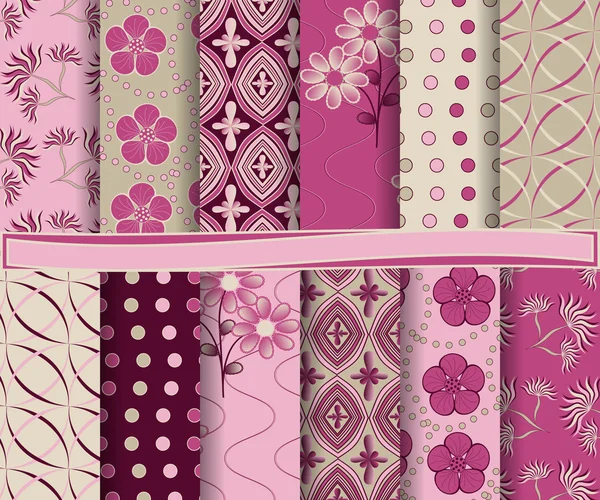 Conjunto de papel vetorial floral abstrato para scrapbook — Vetor de Stock