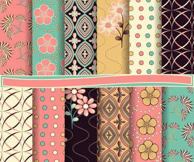 soyut çiçek vektör scrapbook kağıt, dizi
