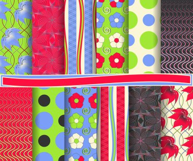 soyut çiçek vektör scrapbook kağıt, dizi