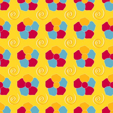 Dikişsiz vektör soyut çiçek Çizim