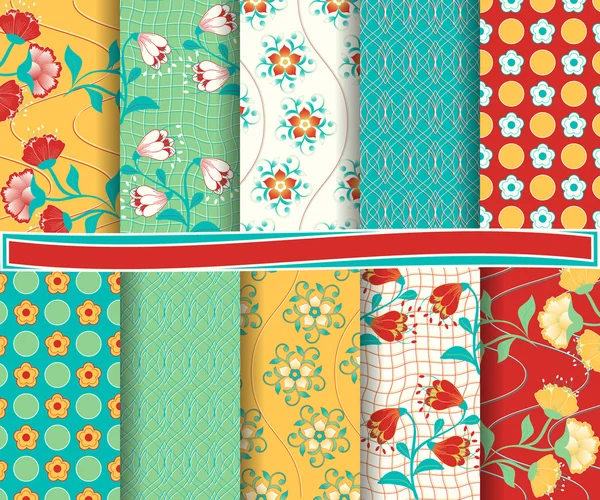 Conjunto de abstracto floral vector de papel para scrapbook — Vector de stock