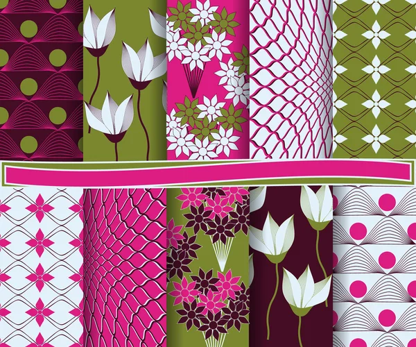 Conjunto de papel vetorial floral abstrato para scrapbook — Vetor de Stock