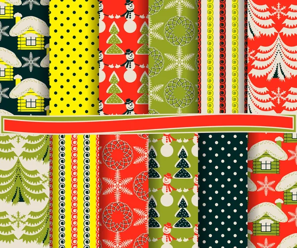 Set aus abstraktem Weihnachtsvektorpapier für Sammelalbum — Stockvektor