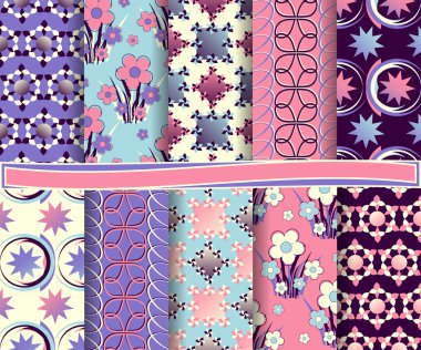 soyut çiçek vektör scrapbook kağıt, dizi