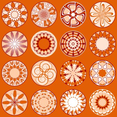 Dairesel desenlerin vektör kümesi. Dekorasyon için tasarım ögeleri