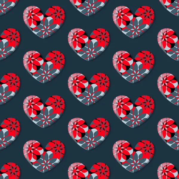 Valentine Day Pattern Seamless Vector Background Abstract Shape Hearts Can — Stock Vector