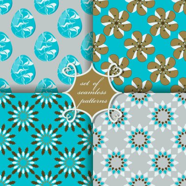 Dekoratif çiçek, şekiller ve semboller kutsal Paskalya günü kağıdına soyut vektör kümesi 