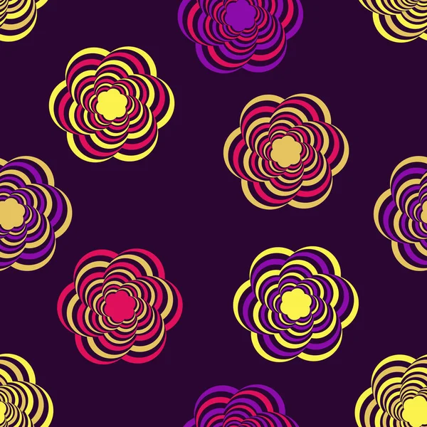 Abstrakt Dekorativa Randiga Färgglada Blommor Sömlös Abstrakt Vektor Illustration — Stock vektor