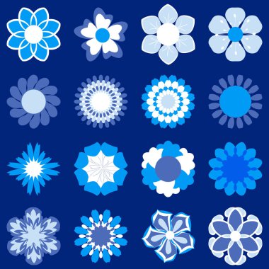 Vektör izole çiçek simgeleri kümesi