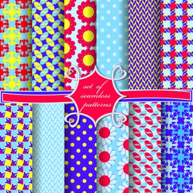 Soyut şekilleri ve dekoratif çiçekleri olan kusursuz vektör kağıtları. Duvar kağıdı, resim dolgusu, web sayfası, arkaplan, yüzey için kullanılabilir