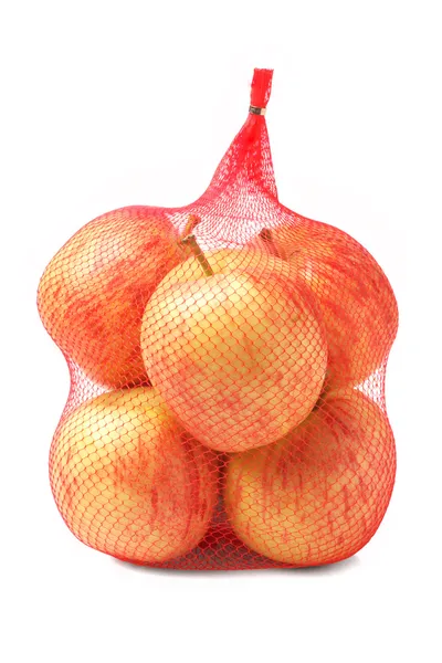 Apples in Plastic Mesh Sack — Stock Photo, Image