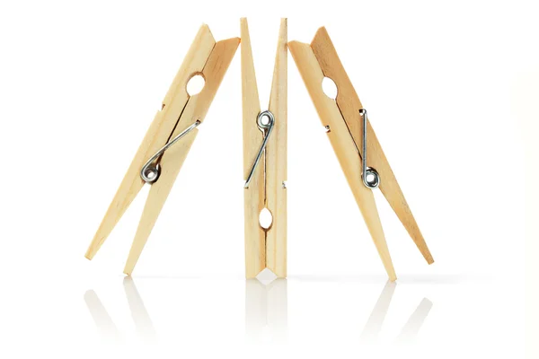 Three Wooden Clothes Pegs — Stock Photo, Image