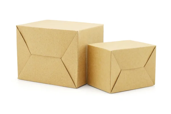 Två brunt papper lådor — Stockfoto