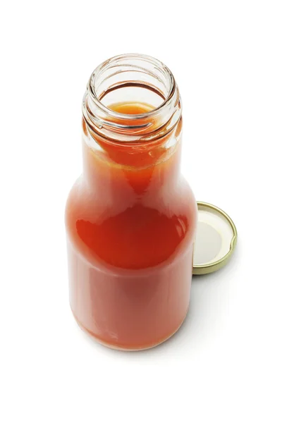 Botella abierta de salsa de chile — Foto de Stock