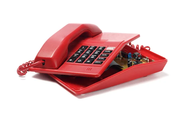 Téléphone rouge et composants — Photo