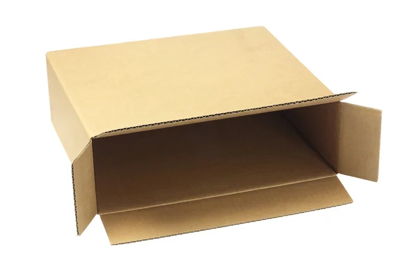 Відкрита коричнева паперова коробка — стокове фото