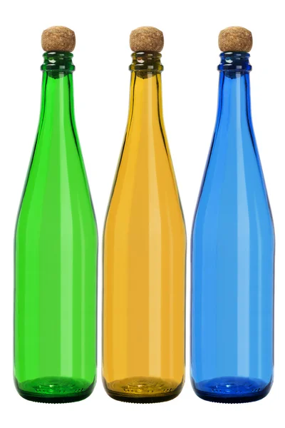 Tres botellas de vidrio — Foto de Stock