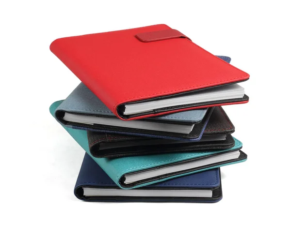 Stack Colourful Diaries White Background — Stock Photo, Image