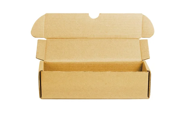 Open Cardboard Box White Background — Stock Photo, Image