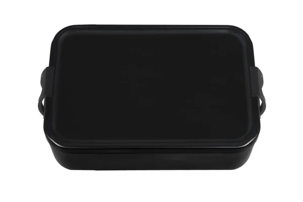 Black Metal Lunch Box White Blackground — Stock fotografie