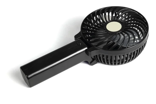 Mini Ventilador Eléctrico Mano Blackground Blanco Fotos de stock libres de derechos