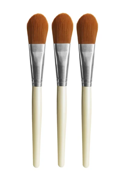 Three Make Brushes White Background — Fotografia de Stock