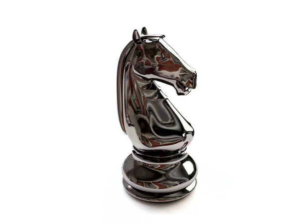 Svarta schack häst figur Stockbild