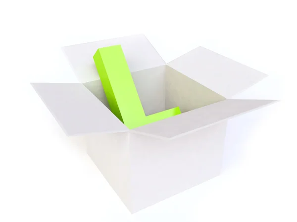 Green Letter L in White Box — Stock Photo, Image