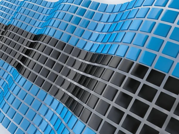 Ilustración de Cubos metálicos en azul y negro — Foto de Stock