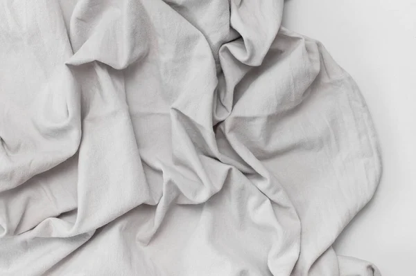 Eco Textiles Grey Fabric Texture Grey Crumpled Natural Cotton Fabric — 图库照片