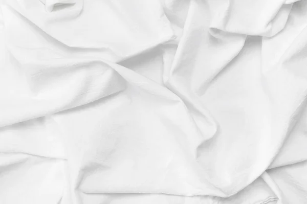 Eco Textiles White Fabric Texture White Crumpled Natural Cotton Fabric — 图库照片